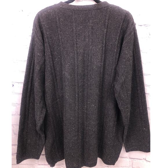 Structure VTG 90s Y2K Preppy Crew Neck Ribbed Casual Knit Gray Henley Men's L - Picture 3 of 12